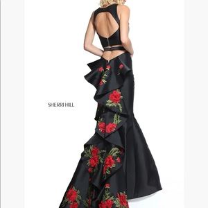 Sherri Hill Black and Red Prom Dress Ballgown
